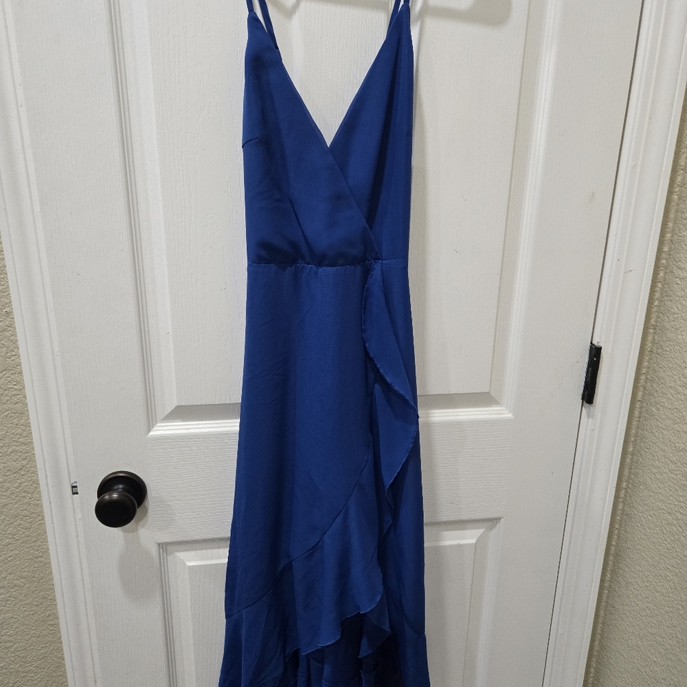 Navy blue strapless dress